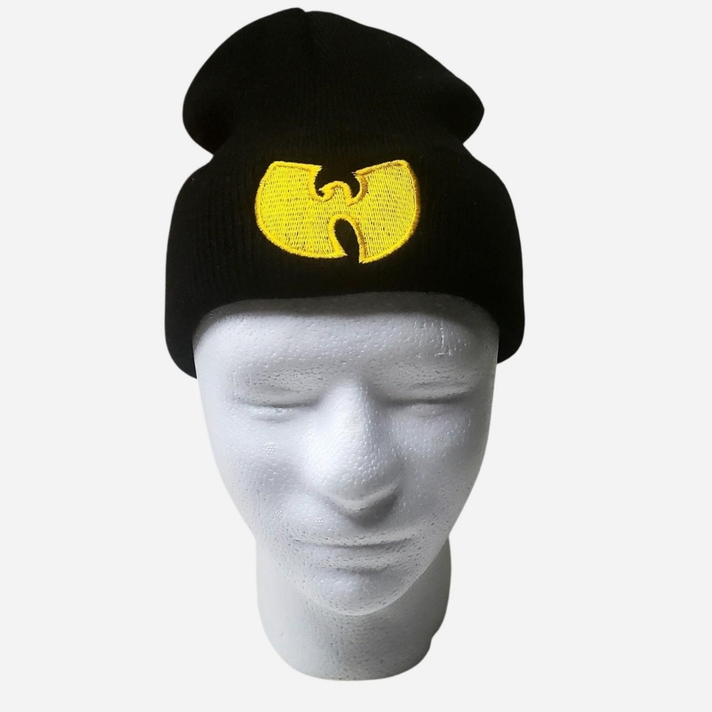 Wu-Tang Clan Beanie Mens Unisex One Size Black Embroidered W Logo Yellow Street